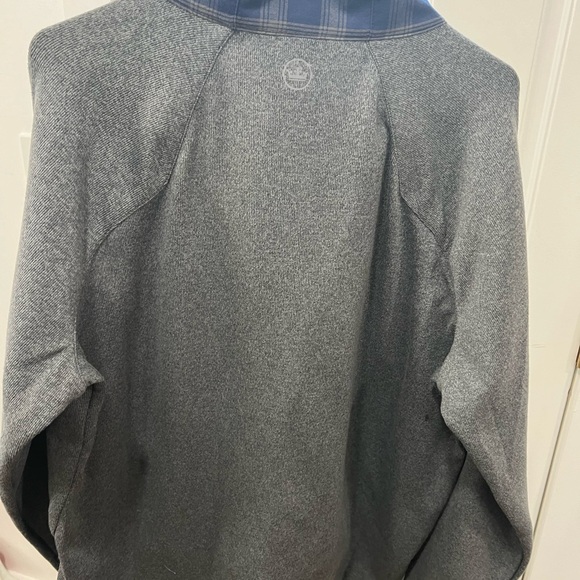 Mens Peter Millar Performance Flannel Gray Blue Plaid Men's Zip Jacket 2XL New